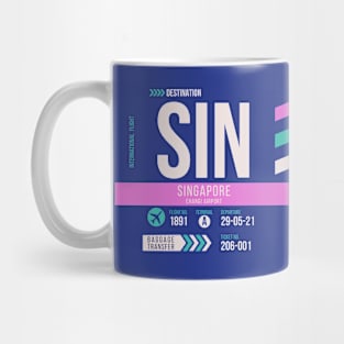 Singapore (SIN) Airport Code Baggage Tag Mug